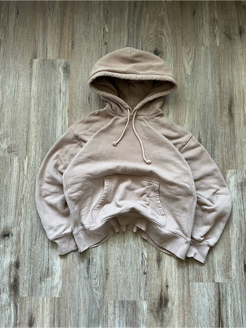 TNA Aritzia Cozy Neutral Hoodie - Beige Drawstring Pullover